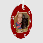 Red Paw Prints Pet Foto Ornament (voorkant)