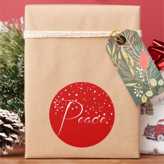 Red Peace Holiday Kerstmis Ronde Sticker (Feestdagen)