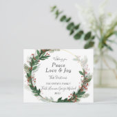 Red Peace Love Joy Family Merry Kerstmis Briefkaar Briefkaart (Staand voorkant)