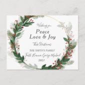 Red Peace Love Joy Family Merry Kerstmis Briefkaar Briefkaart (Voorkant)