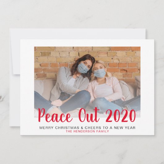 Red Peace Out 2020-kerstfoto 2020 Feestdagenkaart (Voorkant)