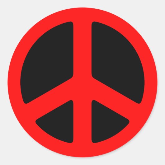 Red Peace Sign Ronde Sticker (Voorkant)