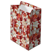 Red Peach Pearl Floral Medium Cadeauzakje (Voorkant Gekanteld)