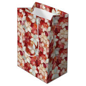 Red Peach Pearl Floral Medium Cadeauzakje (Achterkant Gekanteld)