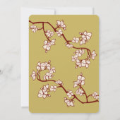 Red Peach/Plum Blossom Chic Floral Asian Wedding Kaart (Achterkant)