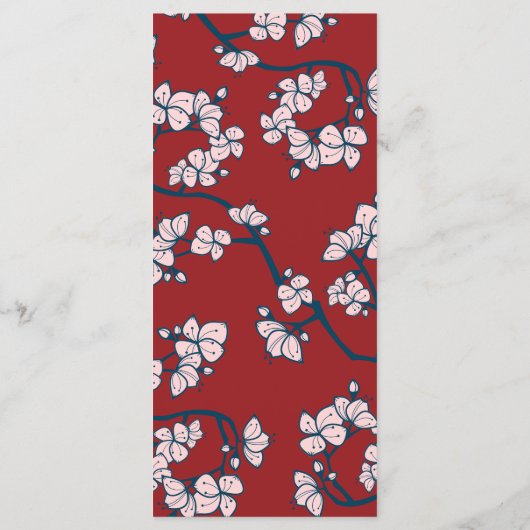 Red Peach/Plum Blossom Double Happiness Wedding Menu (Achterkant)