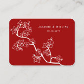 Red Peach/Plum Blossom Double Happiness Wedding Plaatskaartje (Achterkant)