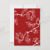 Red Peach/Plum Blossom Flowers Chic Asian Wedding RSVP Kaartje (Achterkant)
