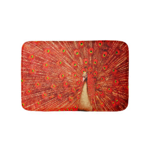 Red Peacock die zijn rode veren laat zien, Badmat