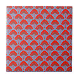 Red Peacock Feather Decorative Ceramic Tile Tegeltje