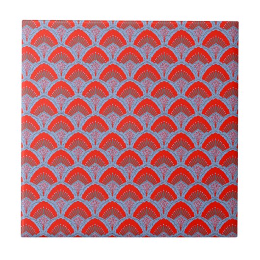Red Peacock Feather Decorative Ceramic Tile Tegeltje (Voorkant)