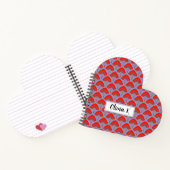 Red Peacock Feather Heart Shaped Spiral Notebook Notitieboek (Binnen)