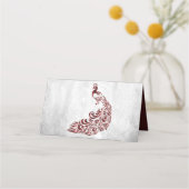 Red Peacock Leaf Vine Reception Place Card (Achterkant)