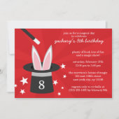 Red Peek-a-Boo Rabbit Custom Magic Birthday Party Kaart (Voorkant)