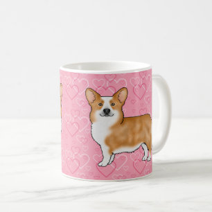 Red Pembroke Welsh Corgi Love Heart Pattern Pink Koffiemok