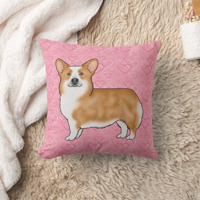 Red Pembroke Welsh Corgi Love Heart Pattern Pink Kussen (Deken)