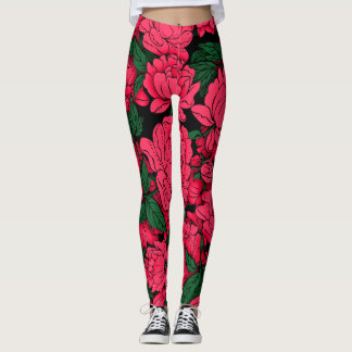 Red Peonies Leggings