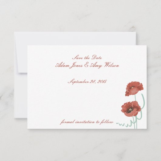 Red Peonies Mariage Enregistrer les cartes de date (Dos)
