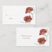 Red Peonies Mariage Table Place Cartes (Devant / Derrière)