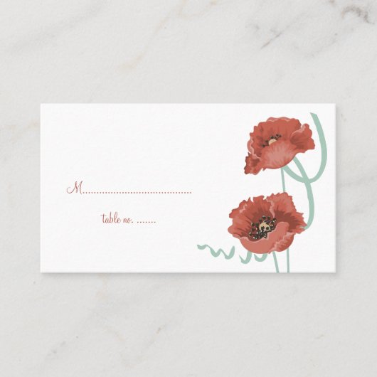 Red Peonies Mariage Table Place Cartes (Devant)