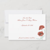 Red Peonies Wedding Save the Date Cards (Achterkant)