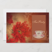 Red Peony Chinees vrijgezellenfeest Tea Party Kaart (Voorkant)