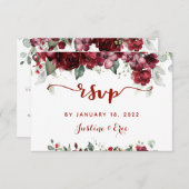 Red Peony Epiphany Mariage Mail Back Carte RSVP (Devant / Derrière)