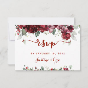 Red Peony Epiphany Mariage Mail Back Carte RSVP