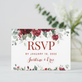 Red Peony Epiphany Meal Choice RSVP Mail Back Kaartje (Staand voorkant)