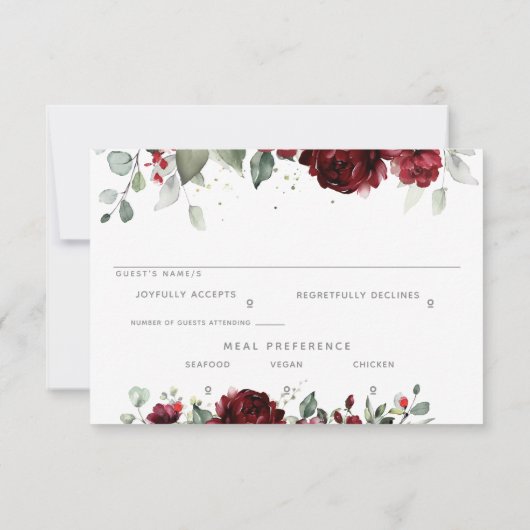 Red Peony Epiphany Meice Choice RSVP Mail Back (Dos)