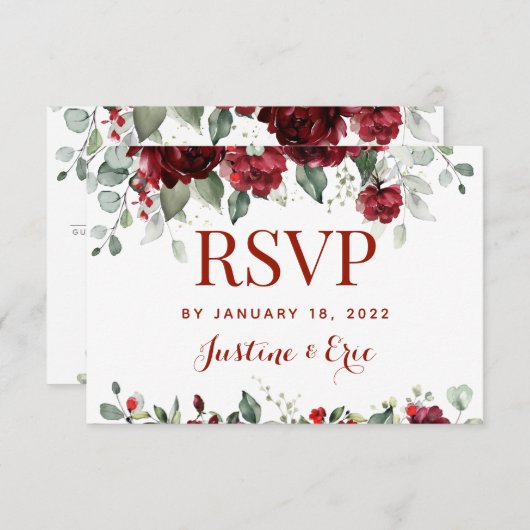 Red Peony Epiphany Meice Choice RSVP Mail Back (Devant / Derrière)