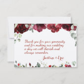 Red Peony Epiphany Wedding Bedankkaart (Achterkant)