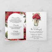 Red Peony Floral Mason Jar QR Code Wedding (Binnen)