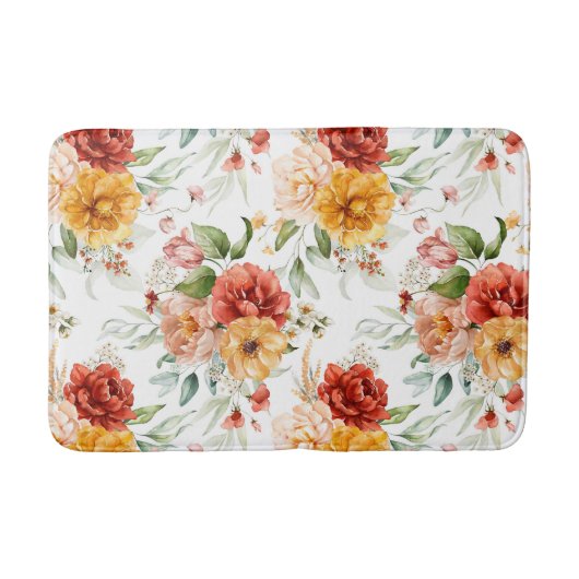 Red Peony Flower Bouquet Pattern Badmat (Voorkant)