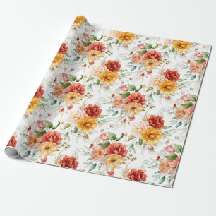 Red Peony Flower Bouquet Pattern Cadeaupapier
