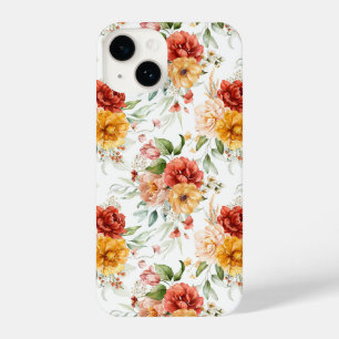 Red Peony Flower Bouquet Pattern iPhone 14 Hoesje