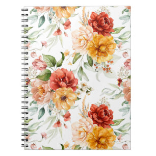 Red Peony Flower Bouquet Pattern Notitieboek