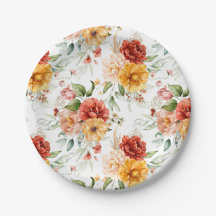 Red Peony Flower Bouquet Pattern Papieren Bordje