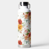 Red Peony Flower Bouquet Pattern Waterfles (Voorkant)