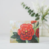 Red Peony Impressionist Fine Art Flower Briefkaart (Staand voorkant)