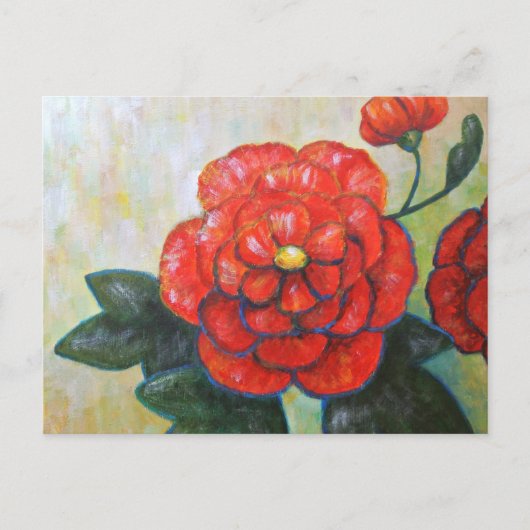 Red Peony Impressionist Fine Art Flower Briefkaart (Voorkant)