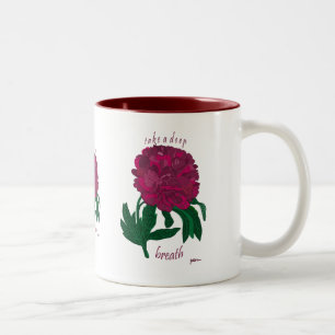 Red Peony neemt een diepe breath Tweekleurige Koffiemok