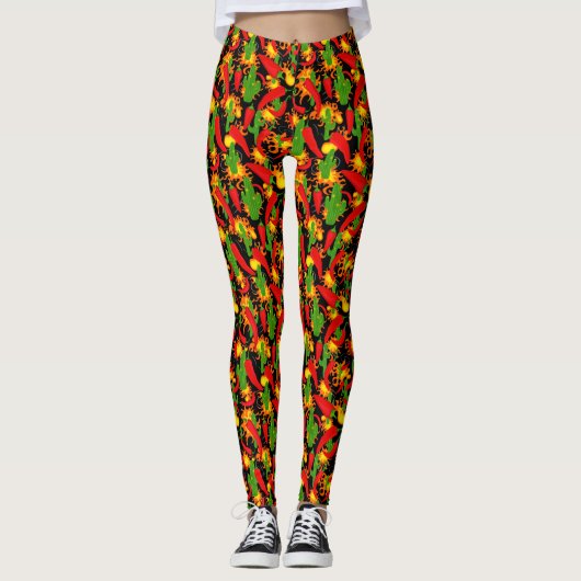 Red Pepper Chili Cook Off Fun Foodie Leggings (Voorkant)