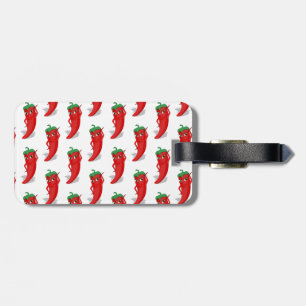 Red Pepper Diva Cartoon Pattern Bagagelabel