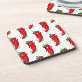 Red Pepper Diva Cartoon Pattern Bier Onderzetter (Linkerzijde)
