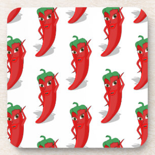 Red Pepper Diva Cartoon Pattern Bier Onderzetter