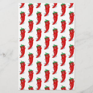 Red Pepper Diva Cartoon Pattern Briefpapier