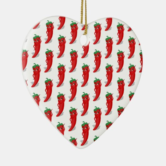 Red Pepper Diva Cartoon Pattern Keramisch Ornament (Rechts)