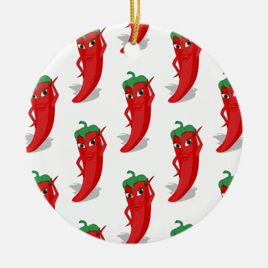 Red Pepper Diva Cartoon Pattern Keramisch Ornament (Voorkant)