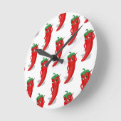 Red Pepper Diva Cartoon Pattern Ronde Klok (Hoek)
